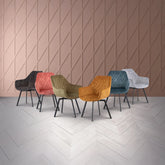 Eton Velvet Fabric Swivel Dining Armchair – Set of 4 - Pendle Village Furniture